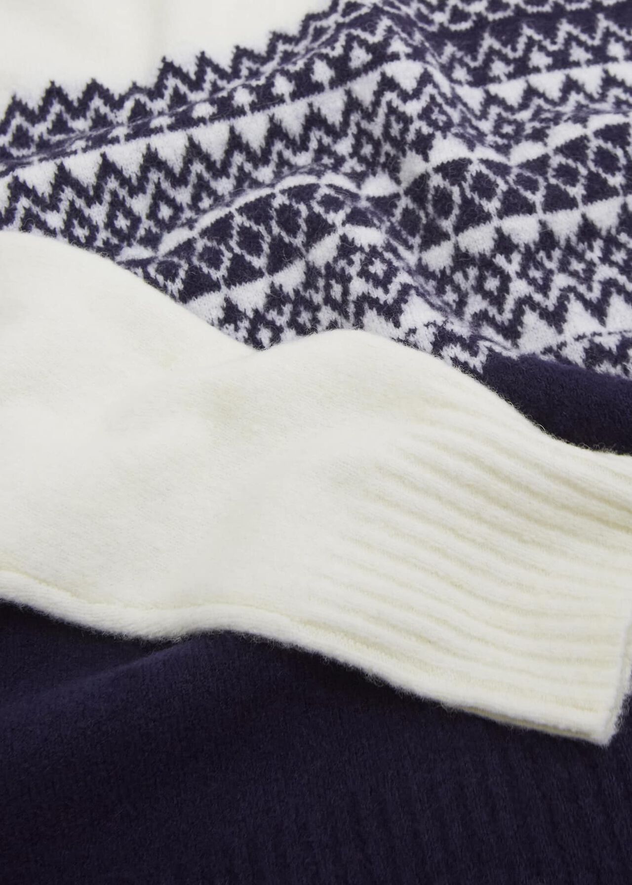 Lorrie Fairisle Sweater With Alpaca, Ivory Navy, hi-res