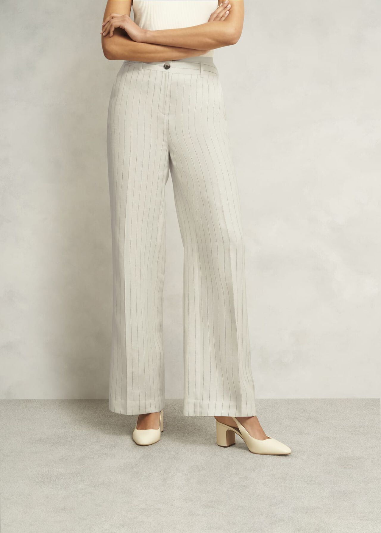 Groombridge Linen Wide Pants, Ivory Navy, hi-res