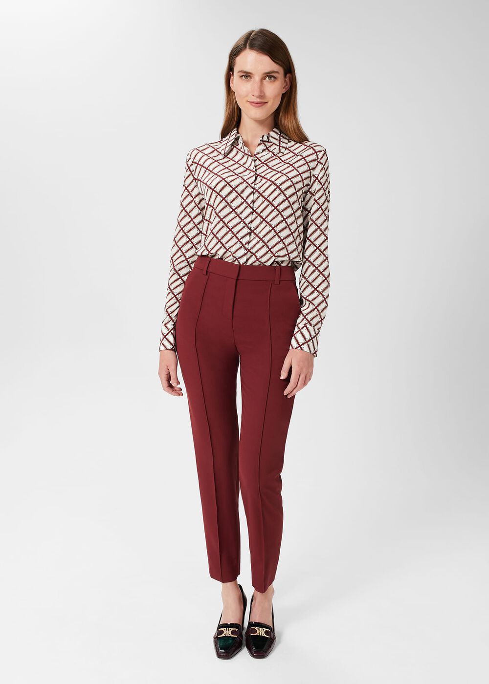 Melody Twill Trousers, Deep Vermillion, hi-res
