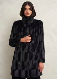 Petite Rosanne Faux Fur Coat, Black, hi-res