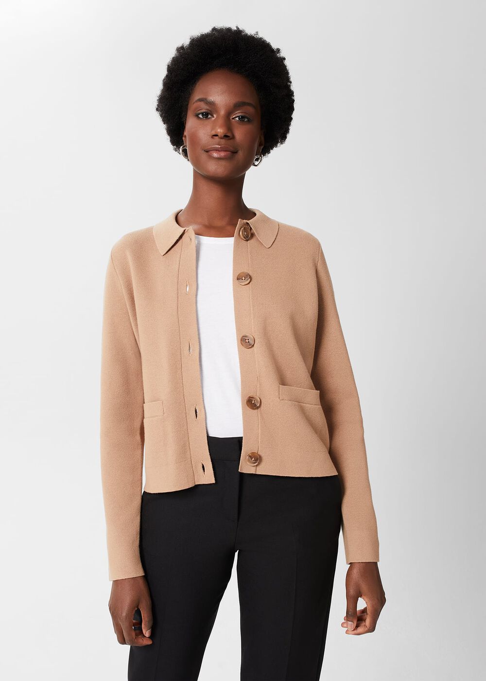 Mia Cotton Wool Knitted Jumper, Hobbs Camel, hi-res