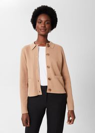 Mia Cotton Wool Knitted Jumper, Hobbs Camel, hi-res