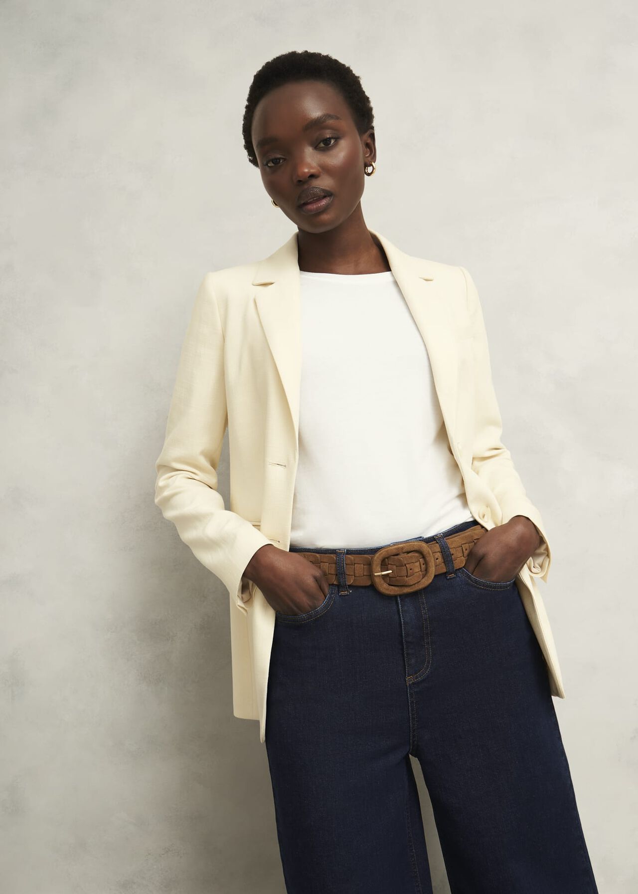Abbie Suede Woven Belt, Tan, hi-res
