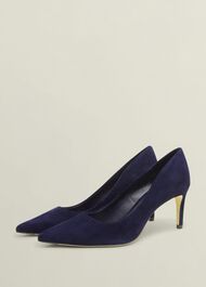 Leila Suede Court Shoes, Midnight, hi-res