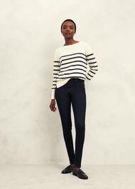 Larina Cashmere Stripe Jumper, Ivory Navy, hi-res