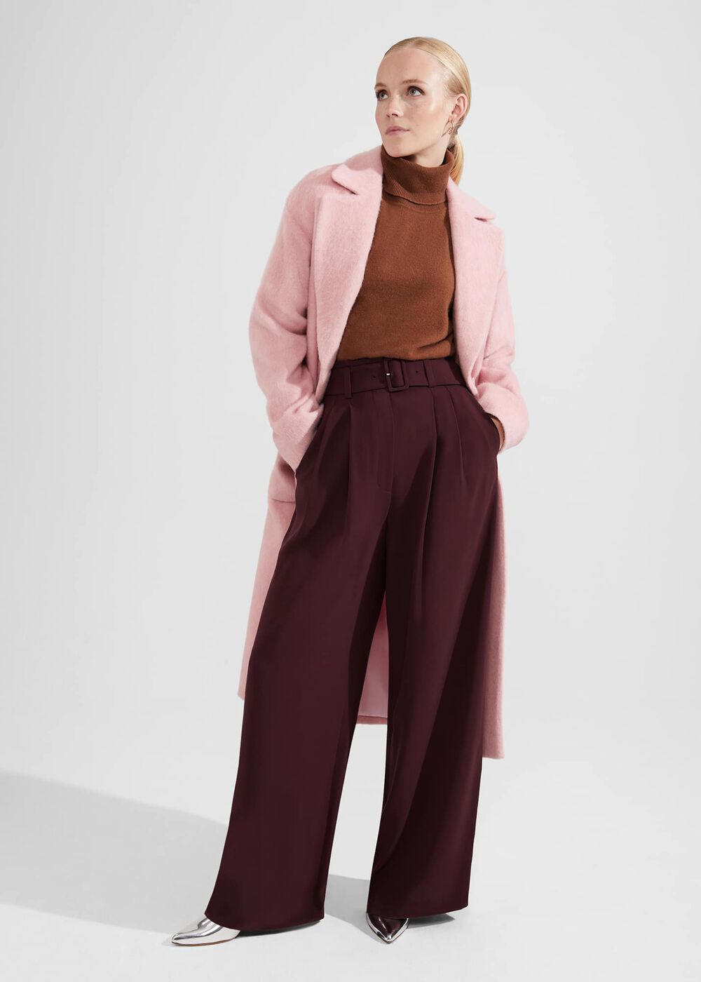 Hilary Wide Leg Pants, Mahogany Red, hi-res