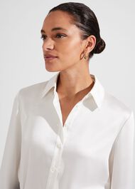 Macie Satin Shirt, Ivory, hi-res