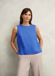 Malindi Linen Top, French Blue, hi-res