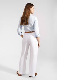 Petite Lynn Linen Pants, White, hi-res
