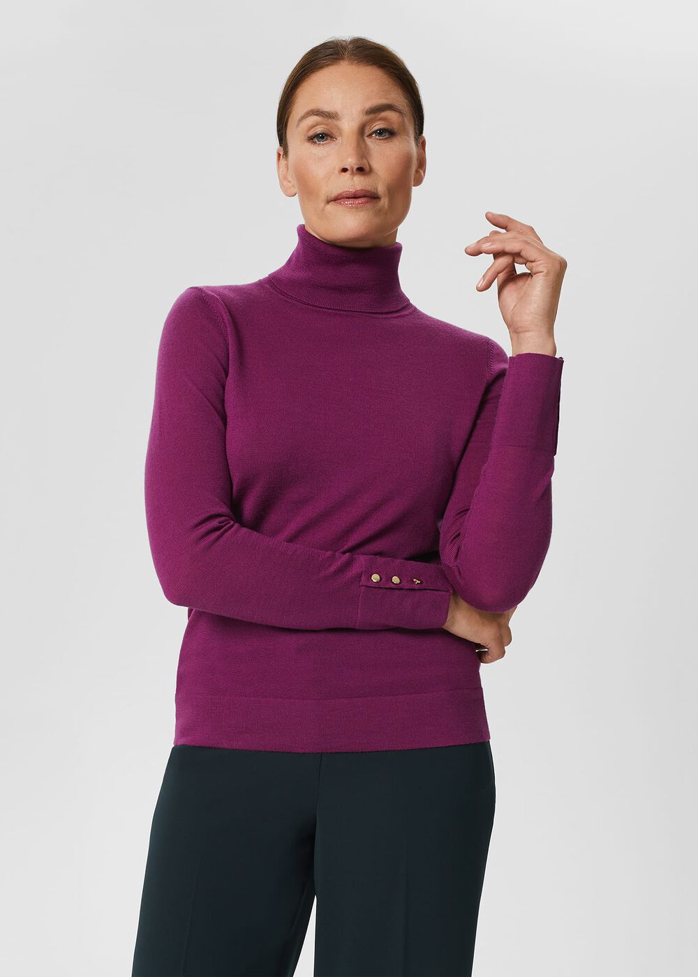 Lara Merino Wool Roll Neck Sweater, Deep Plum, hi-res