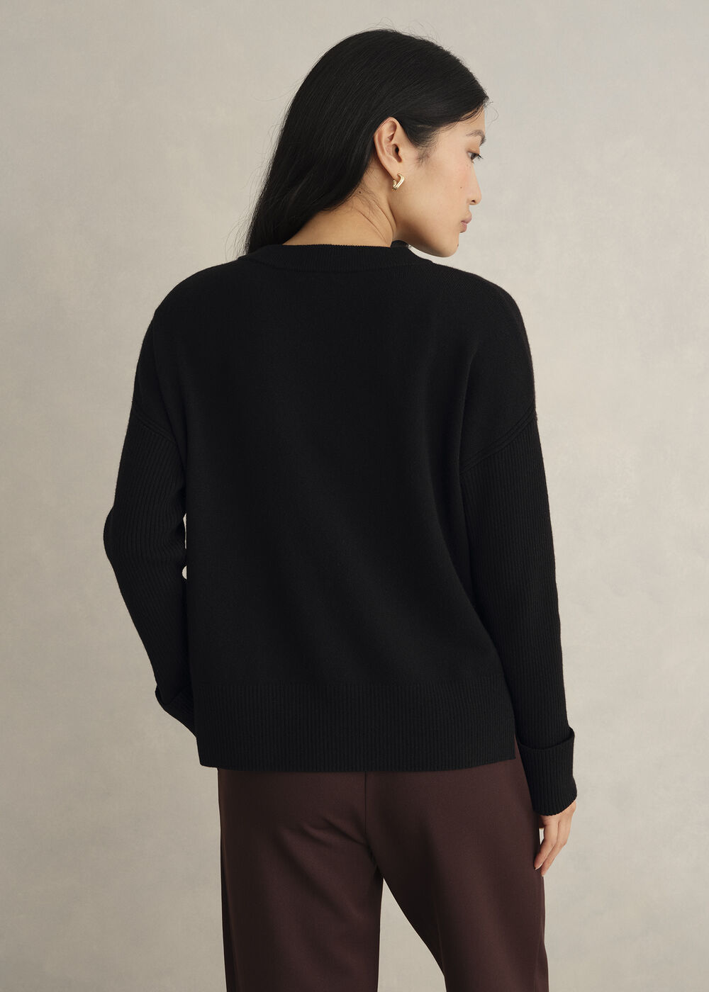 Darla Wool Blend Knitted Jumper, Black, hi-res