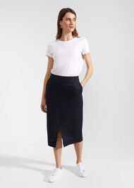 Ashleigh Linen Skirt, Navy, hi-res