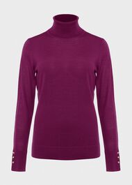 Lara Merino Wool Roll Neck Sweater, Deep Plum, hi-res