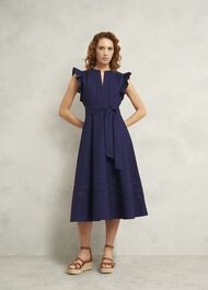 Vanessa Cotton Dress, True Navy, hi-res