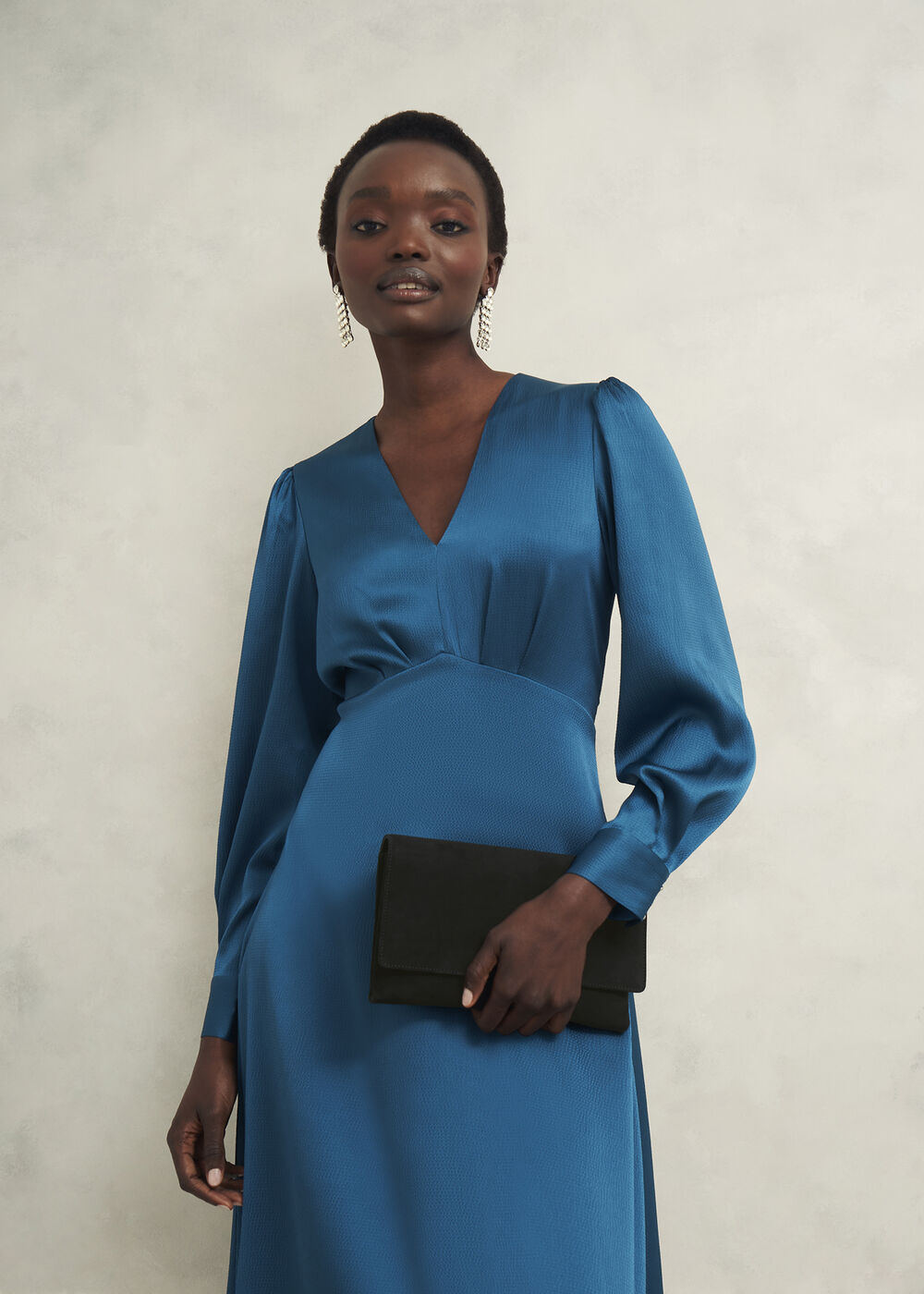 Renata Suede Clutch Bag, Black, hi-res