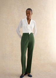Bess Wide Leg Trousers, Khaki, hi-res