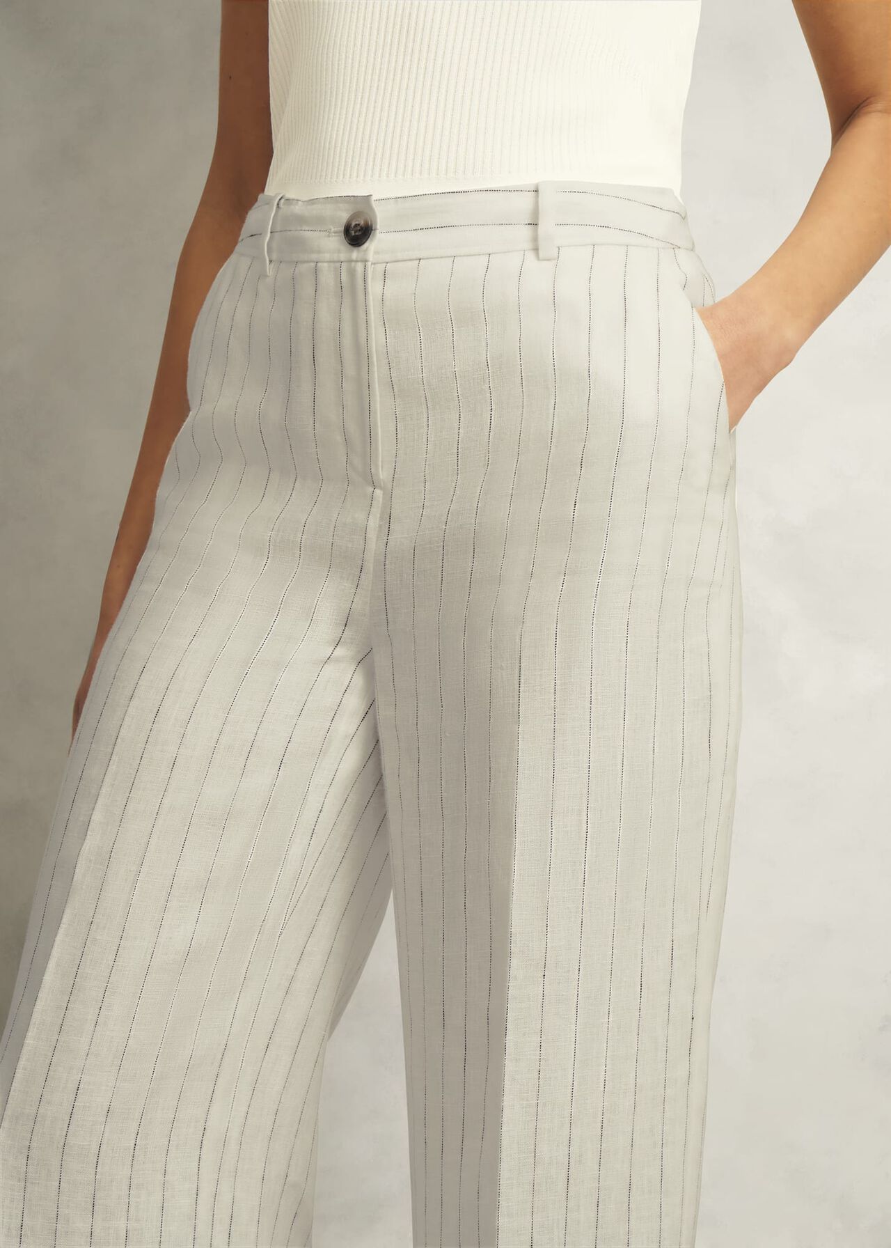 Groombridge Linen Wide Pants, Ivory Navy, hi-res