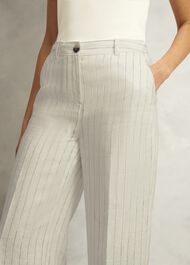 Groombridge Linen Wide Pants, Ivory Navy, hi-res