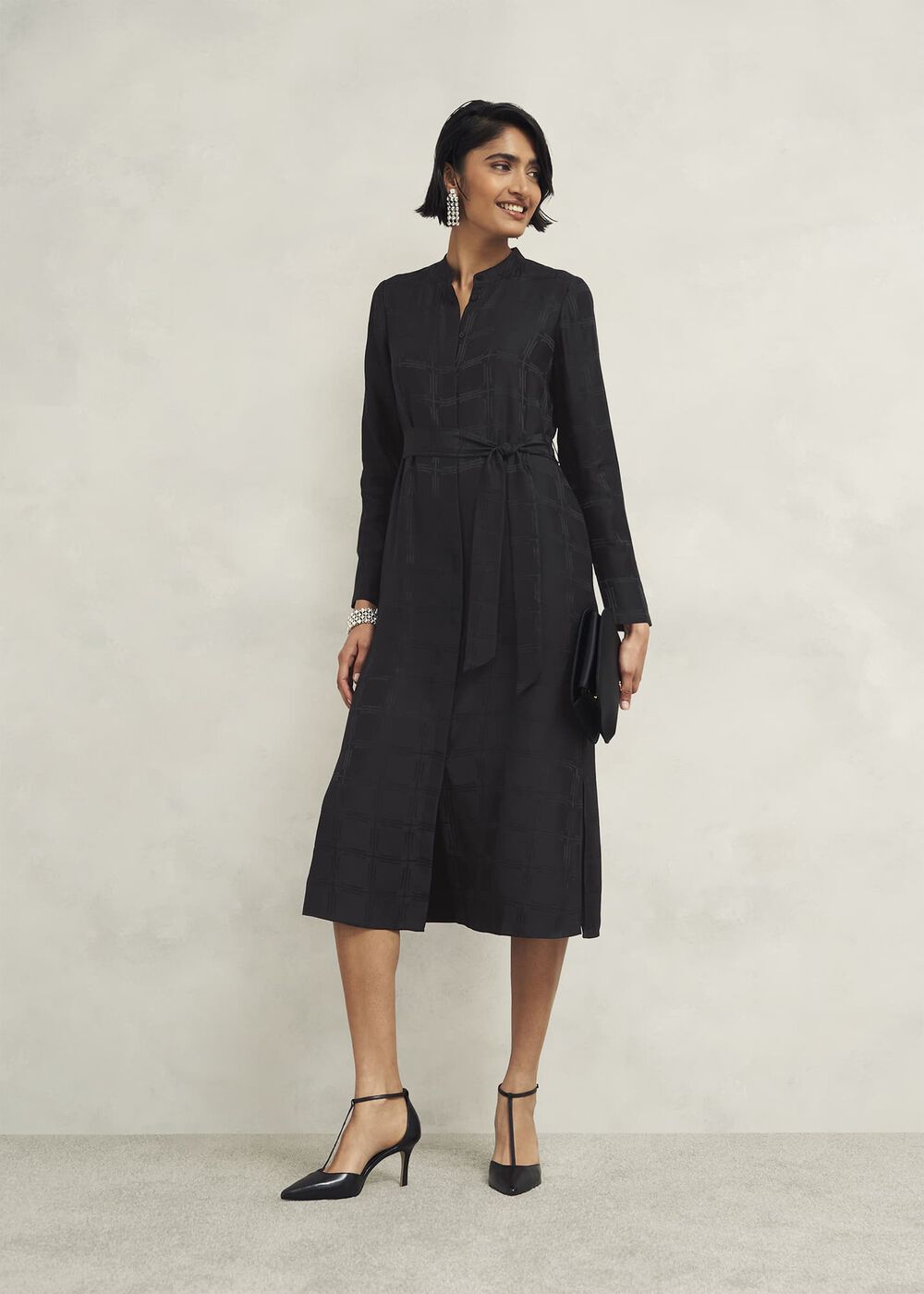 Sloane Silk Dress, Black, hi-res