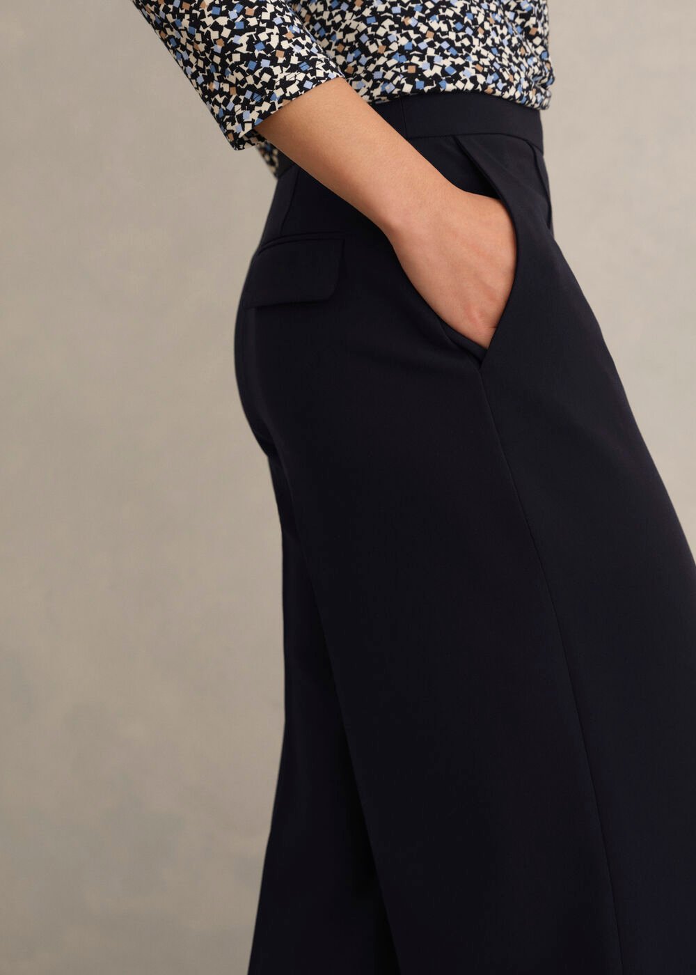 Eva Crop Trousers, Navy, hi-res