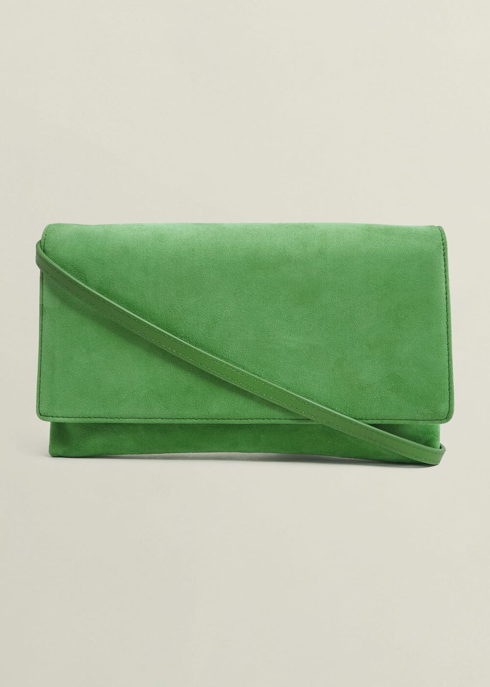 Renata Suede Clutch, Cilantro Green, hi-res