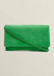 Renata Suede Clutch, Cilantro Green, hi-res