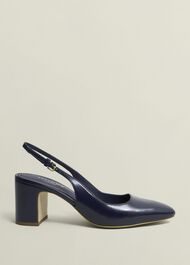 Lily Leather Slingbacks, Midnight Navy, hi-res