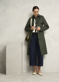Petite Hallie Shower Resistant Trench Coat, Woodland Green, hi-res