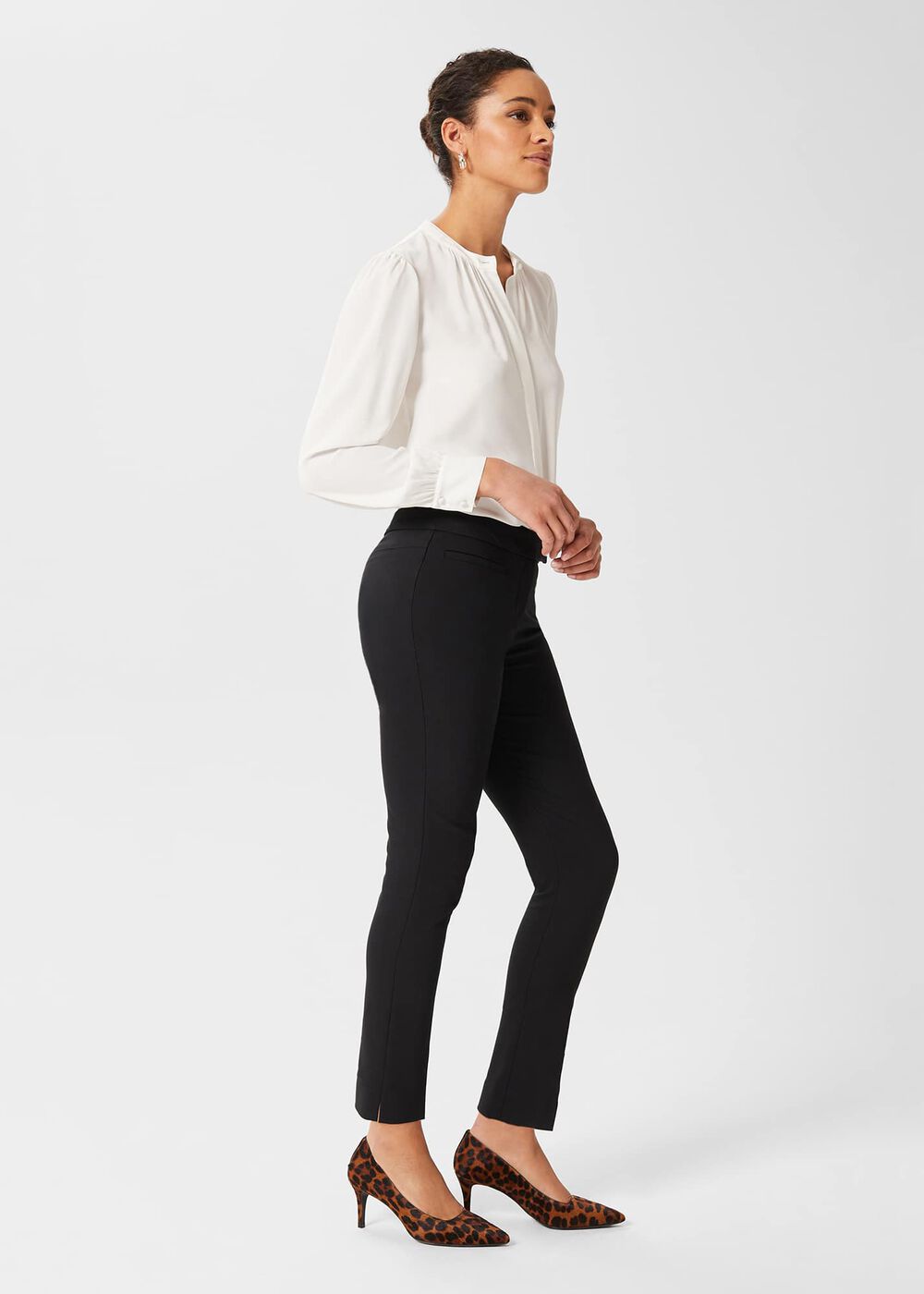 Petite Annie Slim Pants With Stretch, Black, hi-res