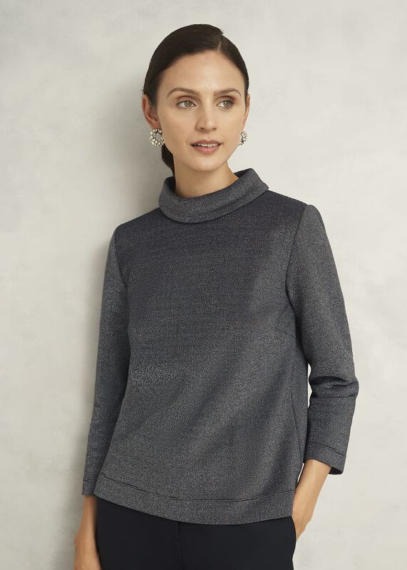 Tali Sparkle 3/4 Sleeve Roll Neck Top
