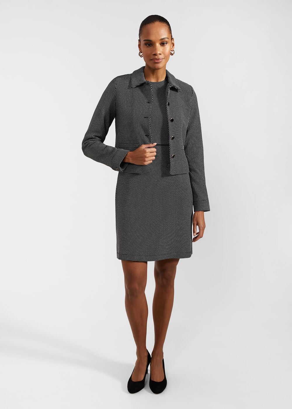 Violet Ponte Dress, Black Ivory, hi-res