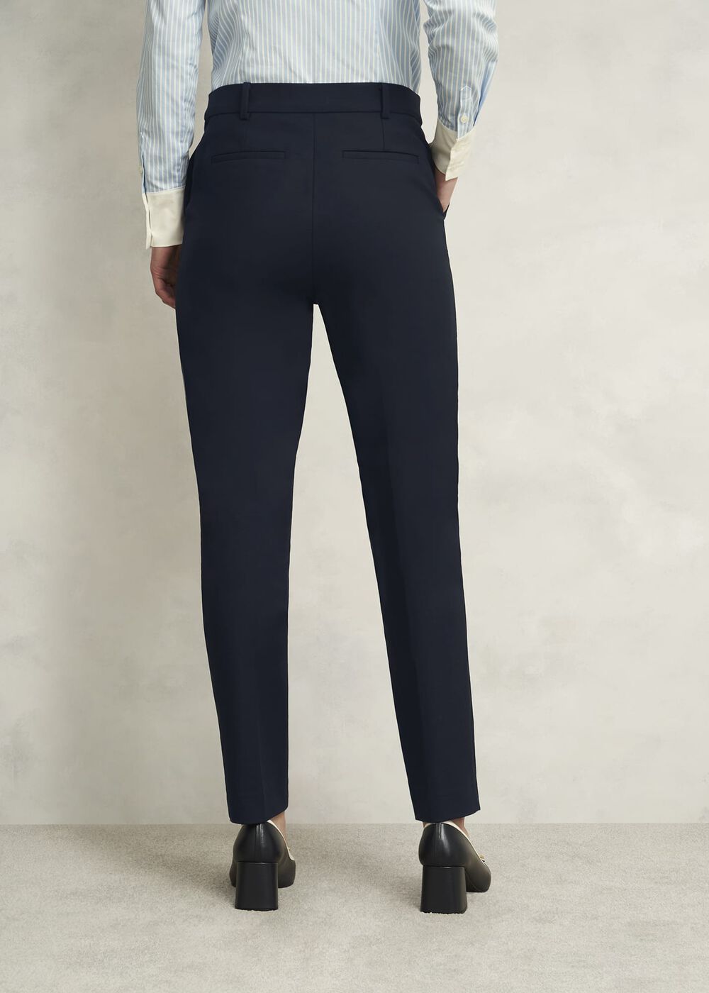 Nicky Tapered Travel Trousers, Navy, hi-res