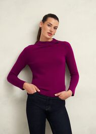 Talia Wool Cashmere Jumper, Dahlia Purple, hi-res