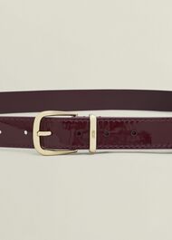Nima Leather Patent Belt, Bordeaux Red, hi-res