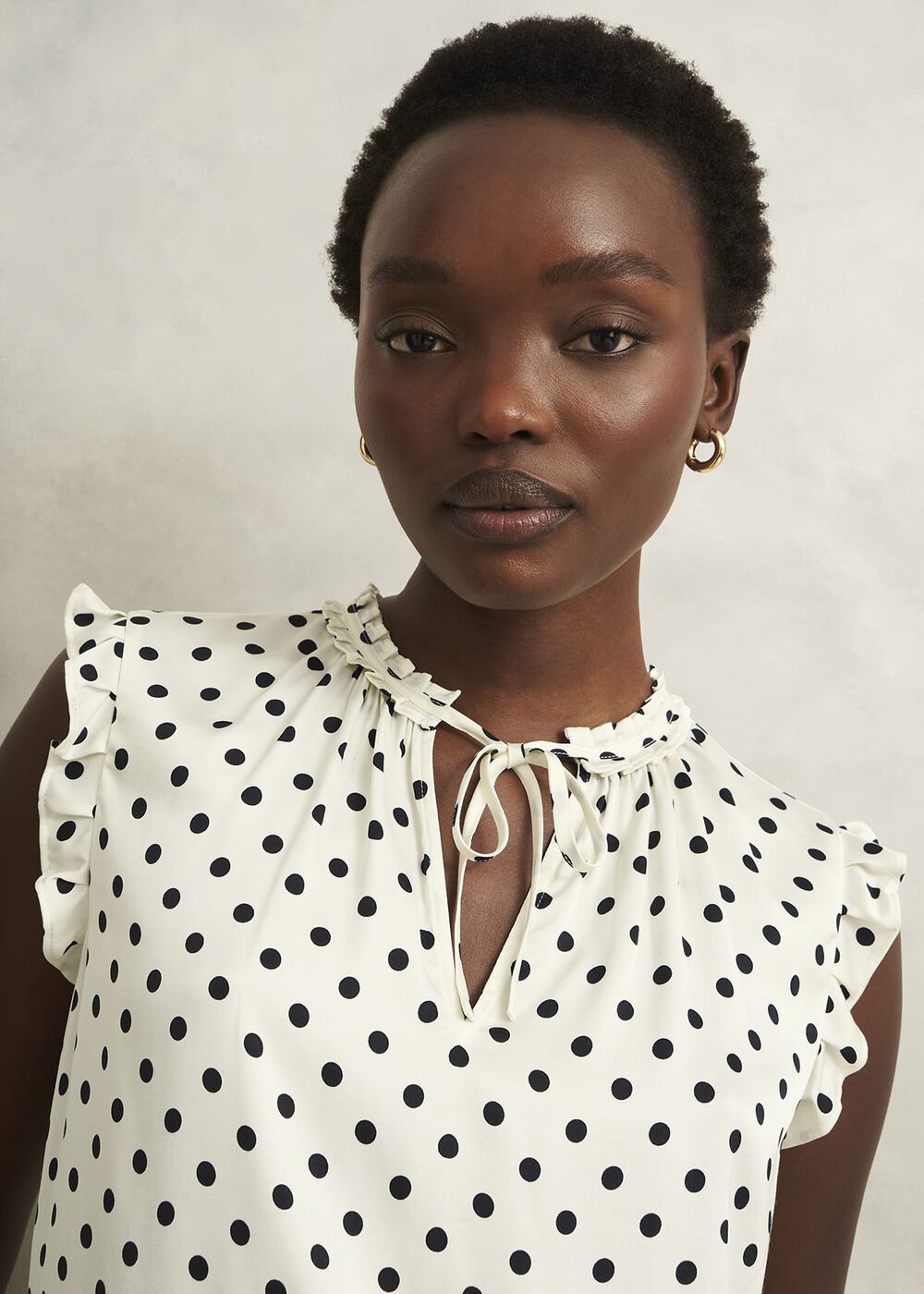 Adriel Blouse, Ivory Navy, hi-res
