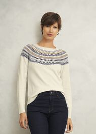 Greta Fairisle Sweater With Cashmere, Ivory Multi, hi-res