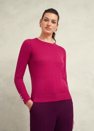 Penny Merino Wool Jumper, Cranberry Pink, hi-res