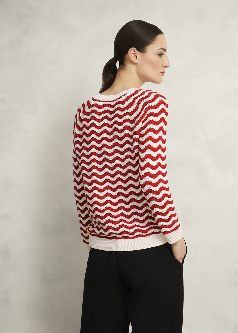 Lulu Cotton Sweater , Red Ivory, hi-res