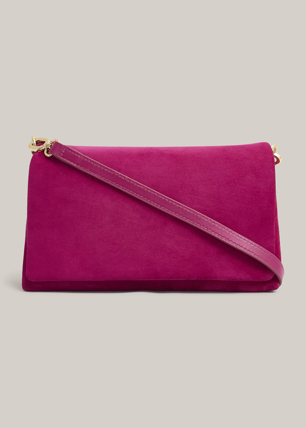Jas Suede Clutch, Bright Pink, hi-res
