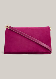 Jas Suede Clutch, Bright Pink, hi-res