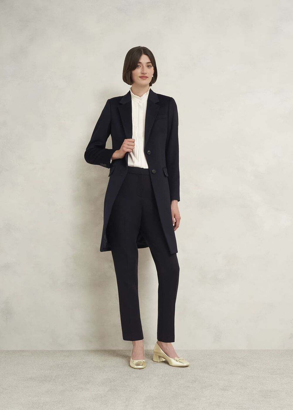 Andie Heeled Leather Ballerinas, Gold, hi-res