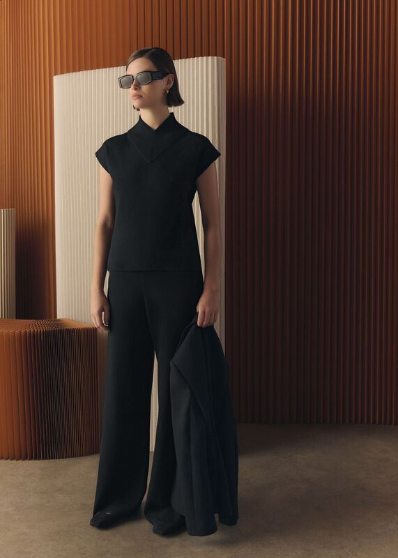 Black Harris Wide Leg Knitted Co-Ord Pants