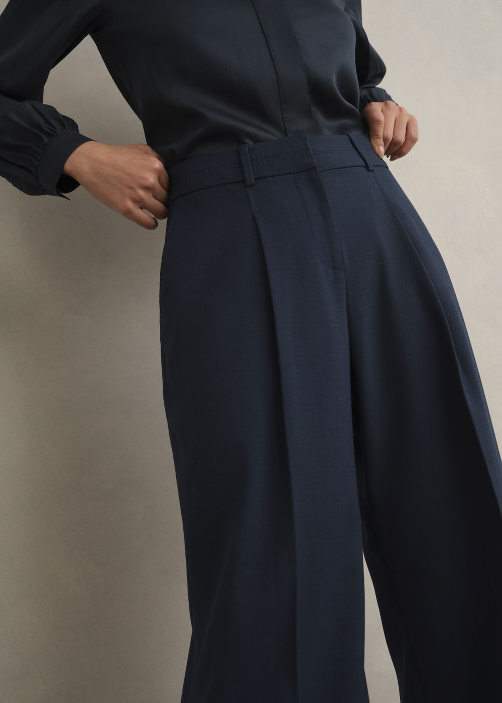 Lauren Wide Pants, Dark Slate Blue, hi-res