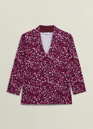 Burgundy Aimee Printed V Neck 3/4 Sleeve Top, Beryl Red, hi-res