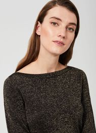 Anika Boatneck Sparkle Jumper, Gold Black, hi-res