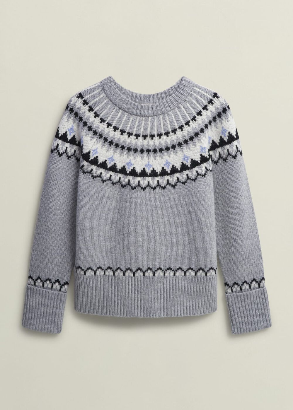 Anya Fairisle Sweater With Alpaca, Mid Grey Marl, hi-res