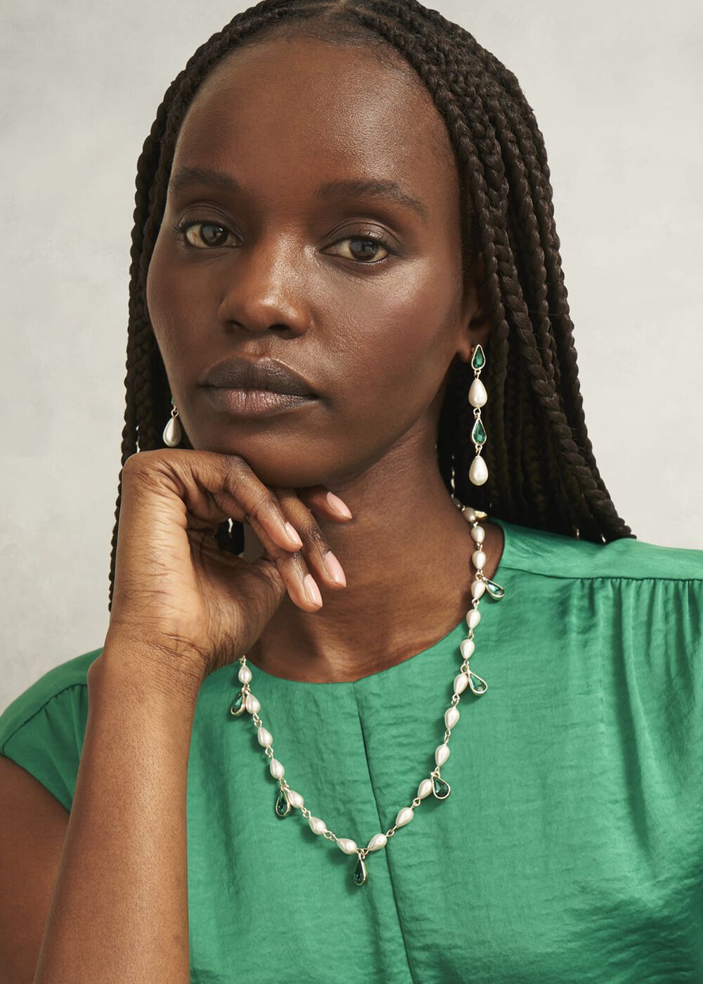 Laurie Earring, Gold Green, hi-res