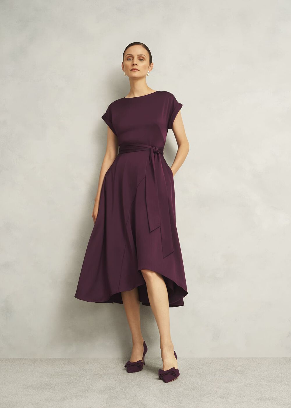 Agnes Tie Dress, Onyx Red, hi-res