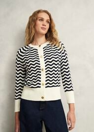 Lulu Cotton Cardigan, Navy Warm Ivory, hi-res