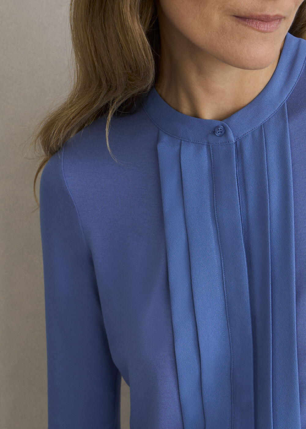 Tiana Pleat Front Top, Thistle Blue, hi-res